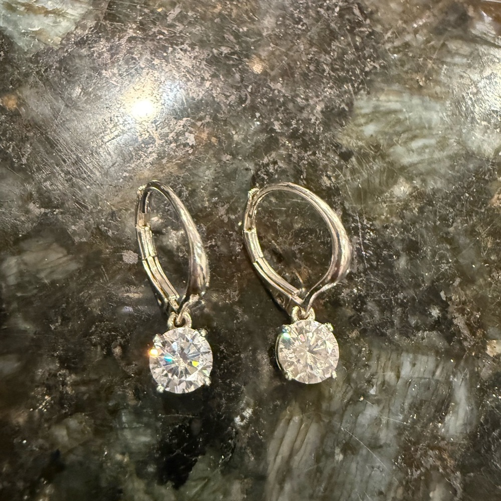 CZ lever back earrings